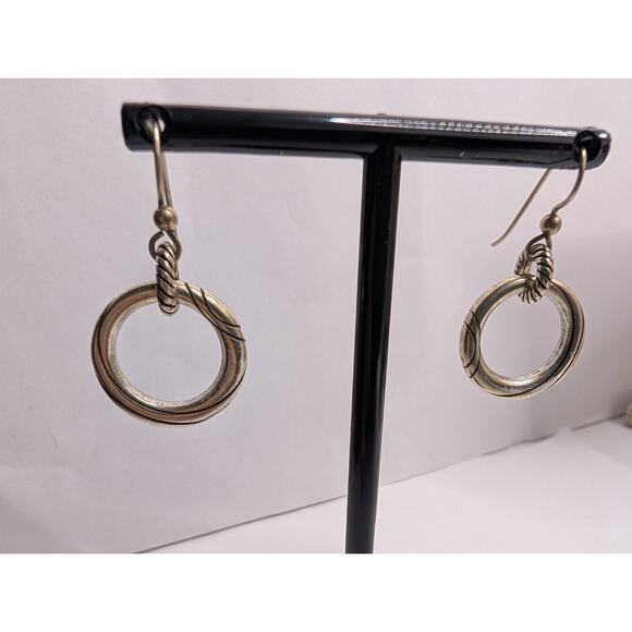 Brighton Jewelry - Brighton Circular Hoop Dangle Earrings 1.25in Silver Tone Twisted Rope